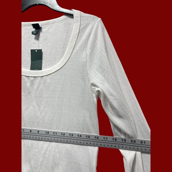 Wild Fable - Women's Long Sleeve Pointelle T-Shirt - White - XXL - Picture 4 of 12